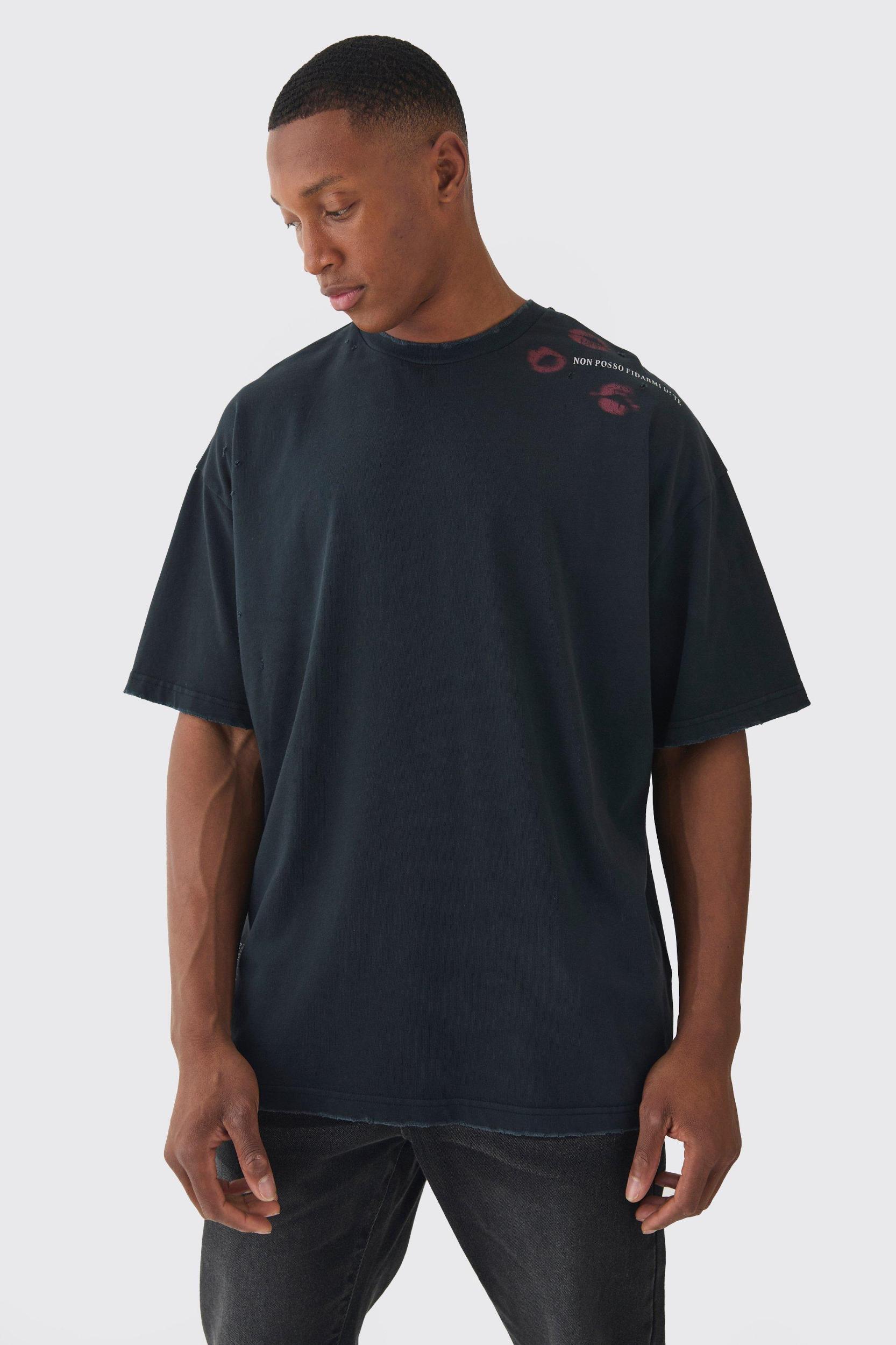 Premium Oversized Washed & Graphic T-shirt | boohooMAN USA Product Image