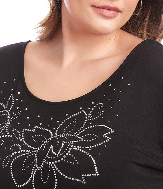 Karen Kane Plus Size Embellished Scoop Neck Long Sleeve Top Product Image
