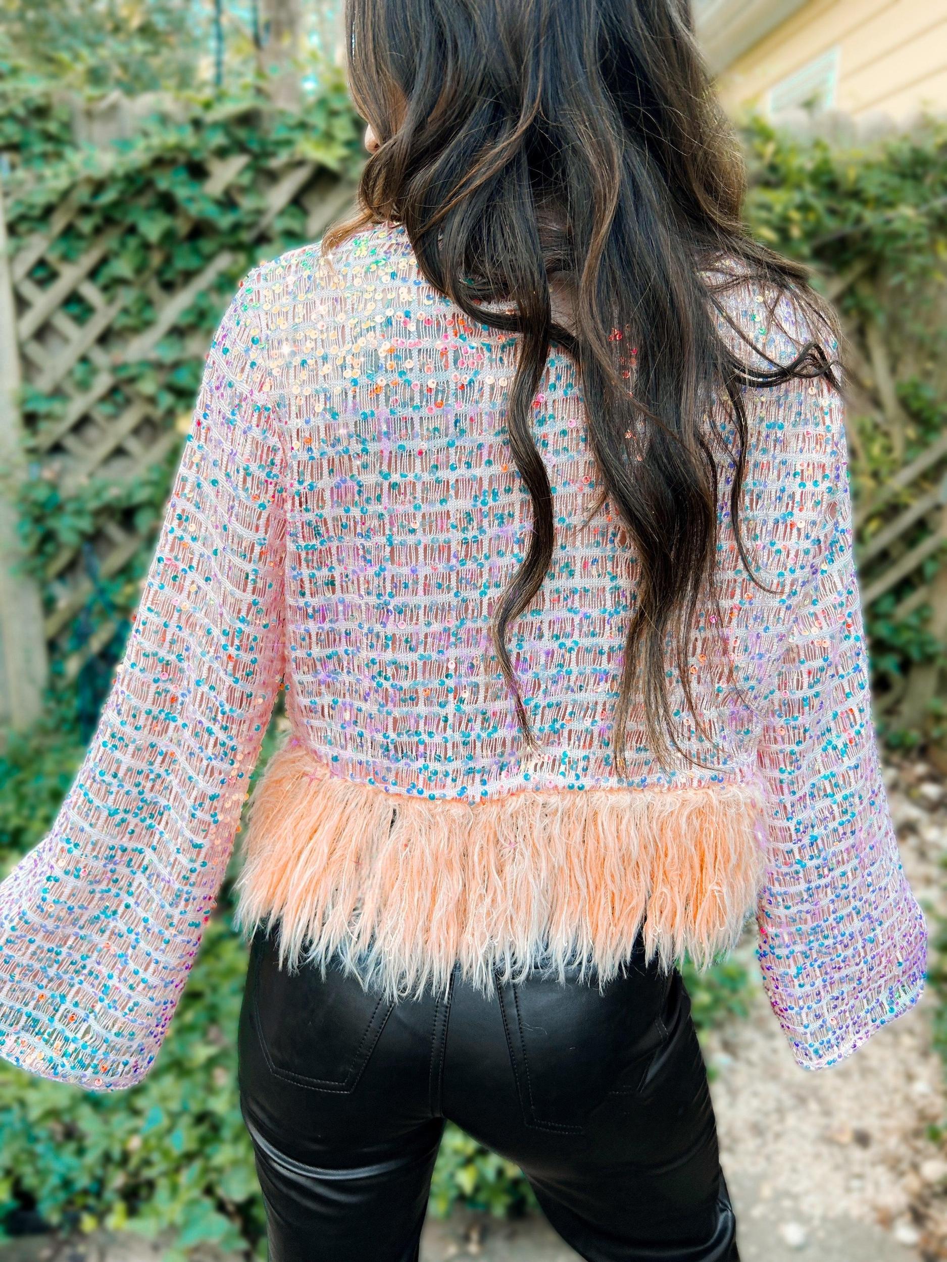 Starla Sequin & Feather Party Top Product Image