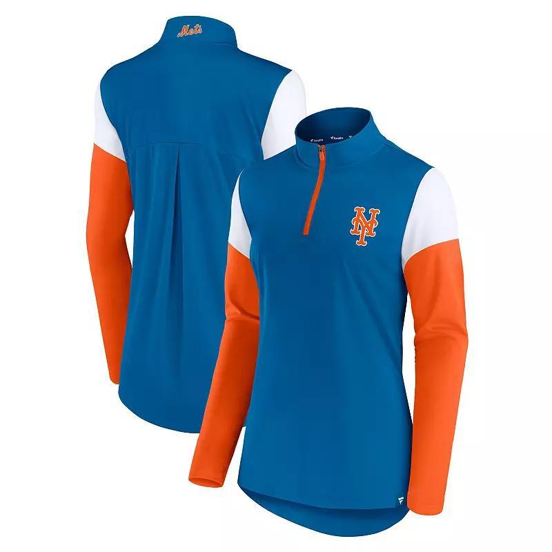 Womens Fanatics Branded Royal/Orange New York Mets Authentic Fleece Quarter-Zip Jacket Product Image