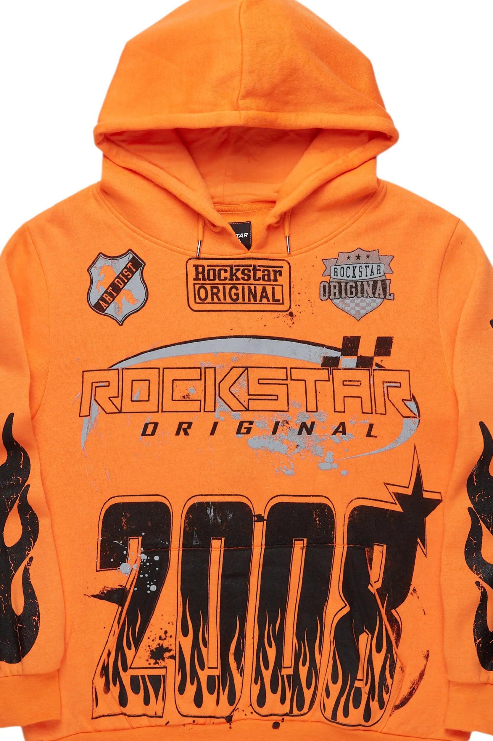 Amos Orange Graphic Hoodie Male Product Image