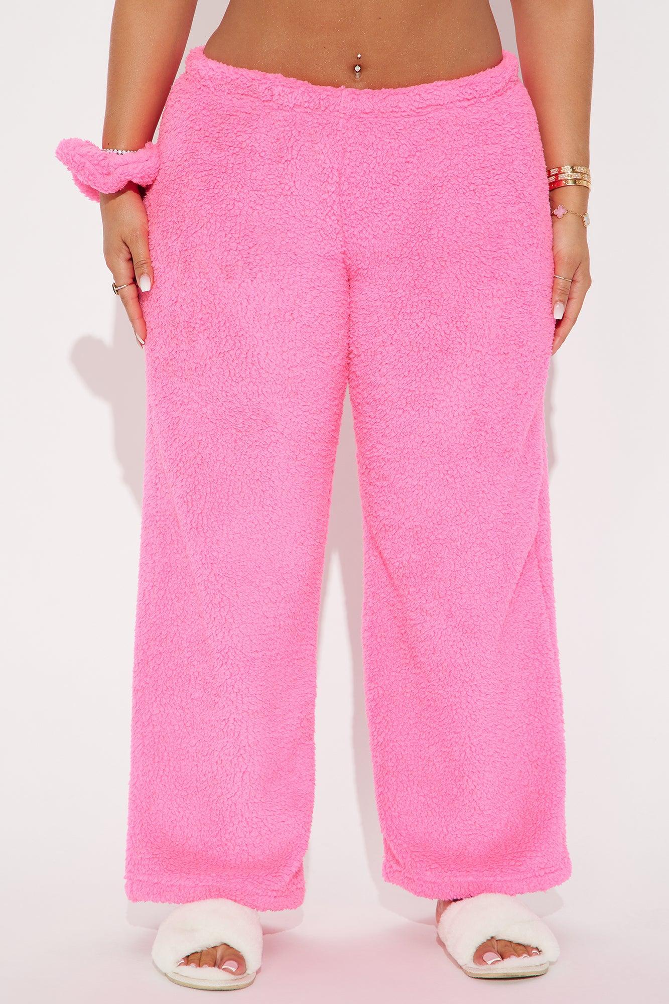 Snuggle Vibes Sherpa PJ Pants - Hot Pink Product Image