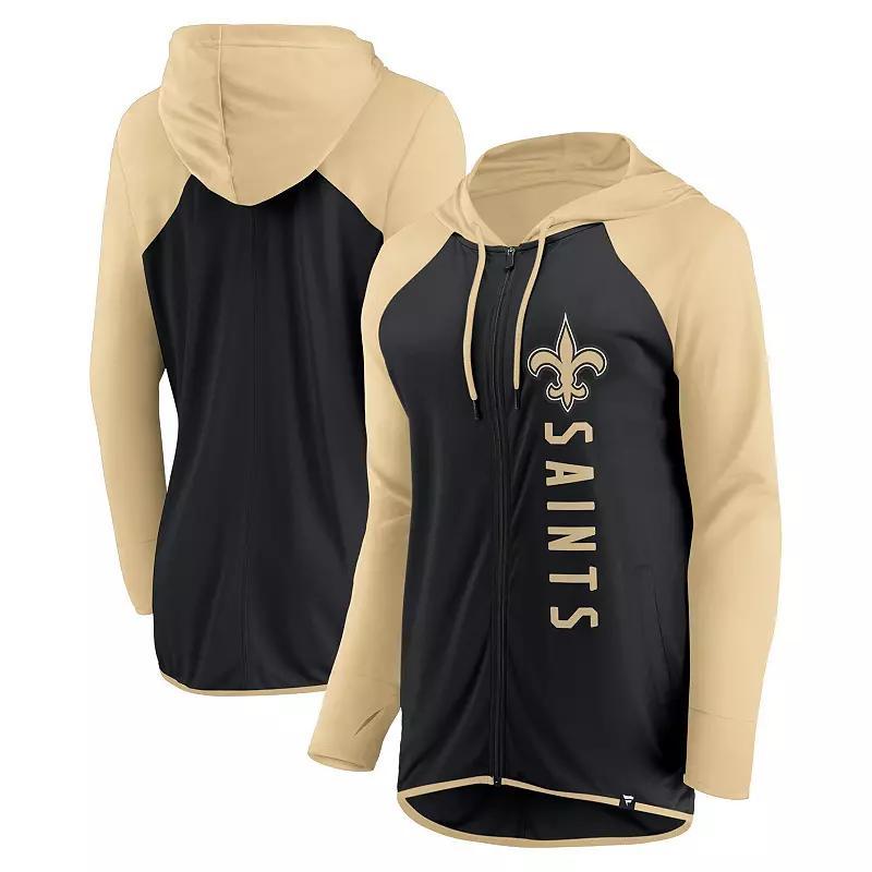 Women's Fanatics Branded Black/Gold New Orleans Saints Forever Fan Full-Zip Hoodie, Size: 3XL Product Image
