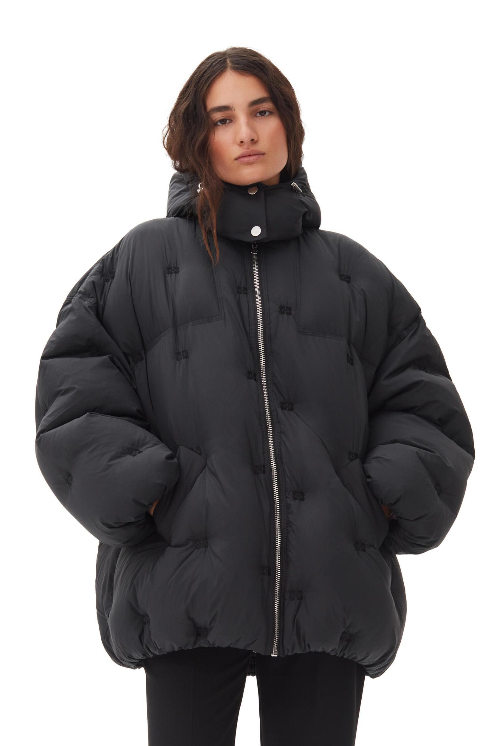Black Midi Tech Puffer Jacket Product Image