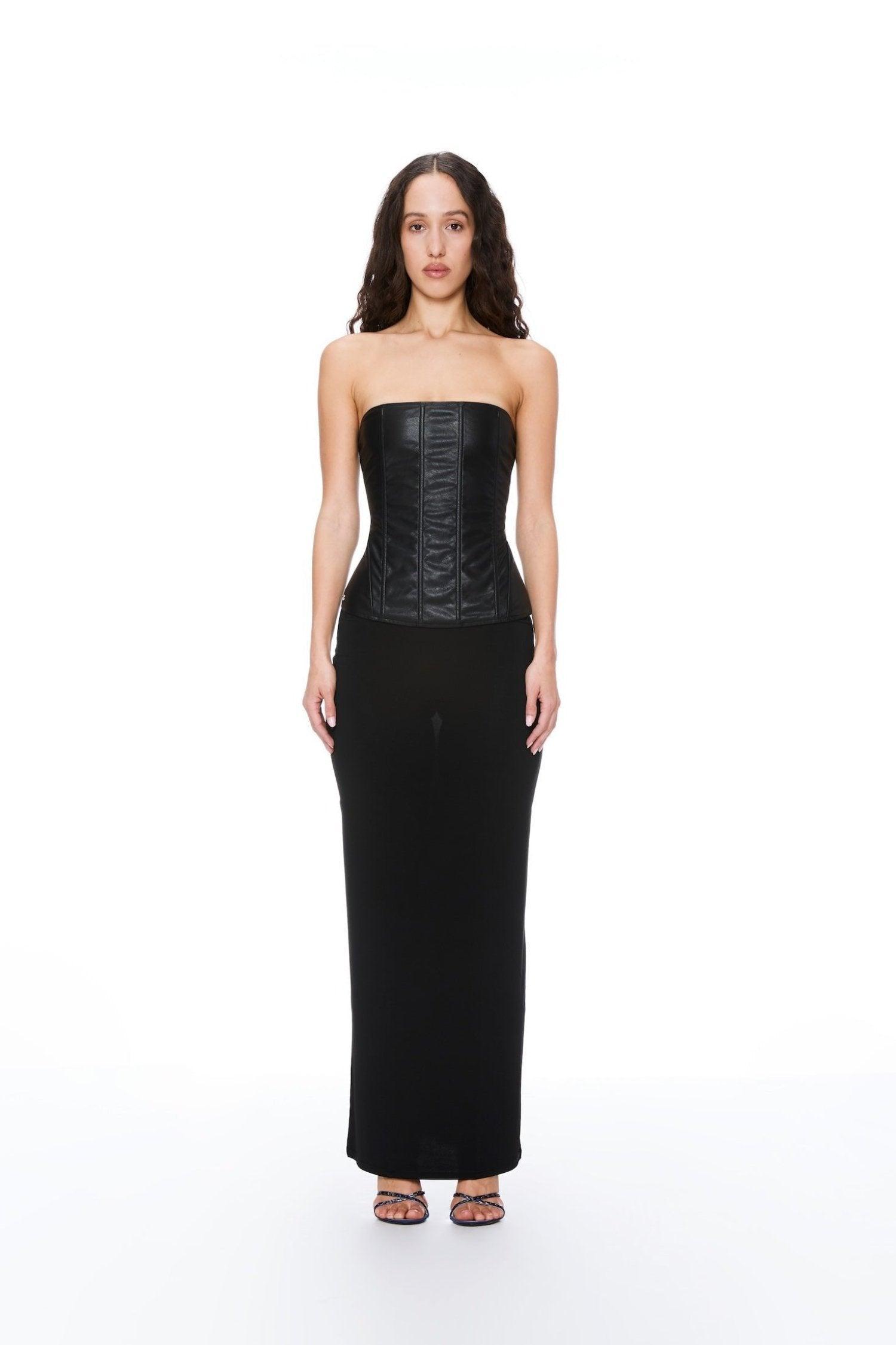 LIBRA CORSET - BLACK VEGAN LEATHER Product Image