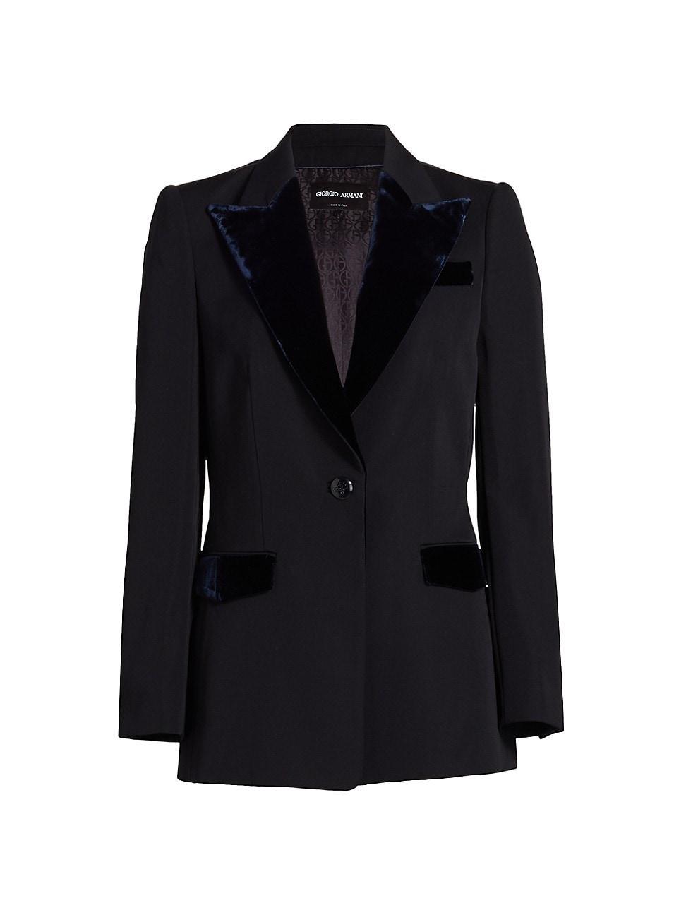 Virgin Wool Tuxedo Jacket with Velvet Details Product Image