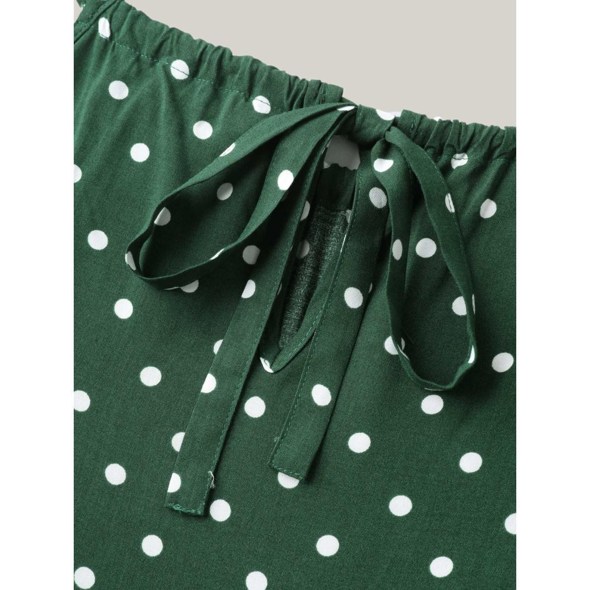 Plus Size Polka Dots Halter Neck Belted Midi Dress Truegreen Women Halter neck Sleeveless Curvy BloomChic 18-20/2X Product Image