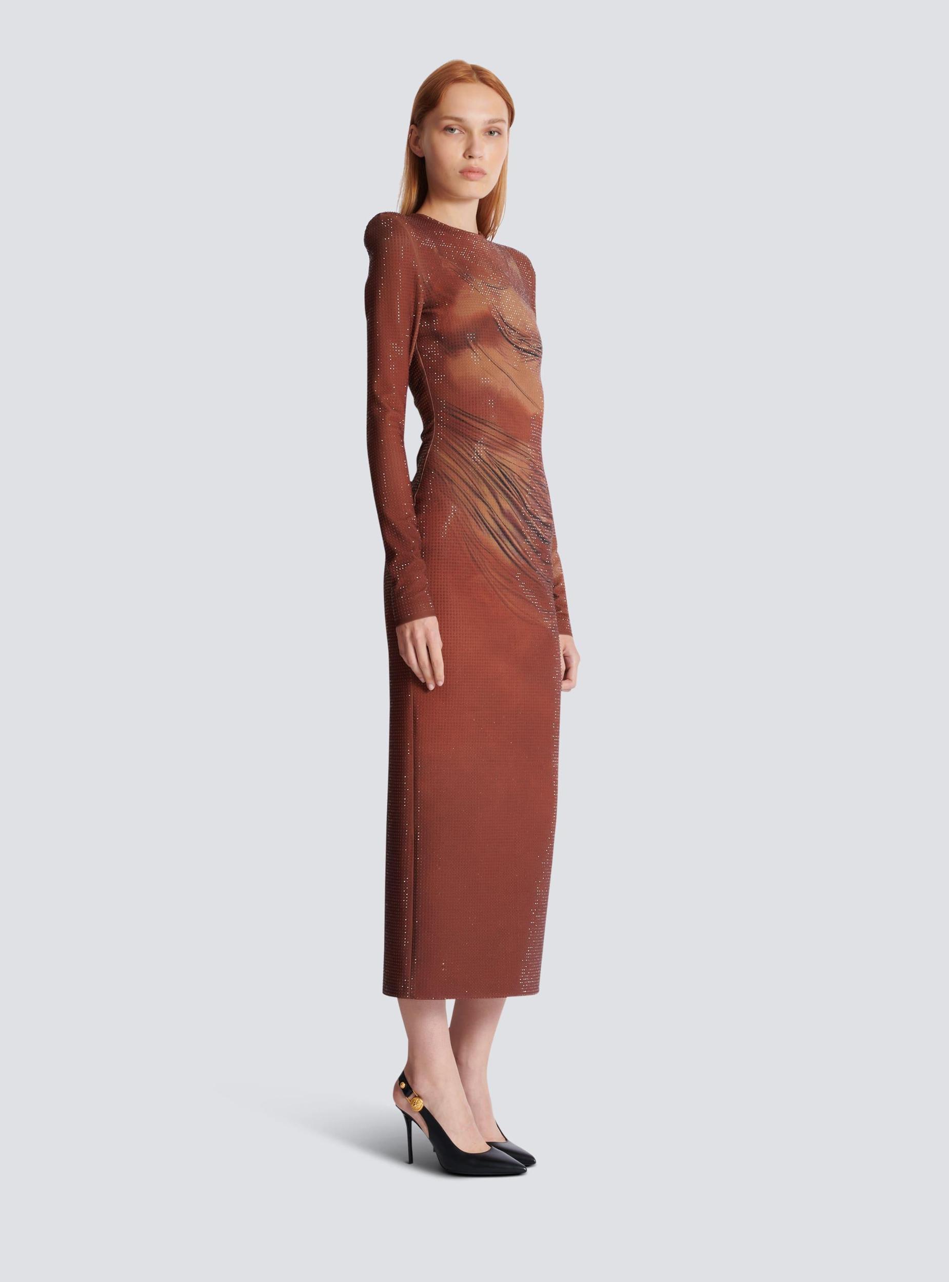 Printed long rhinestone dress Product Image
