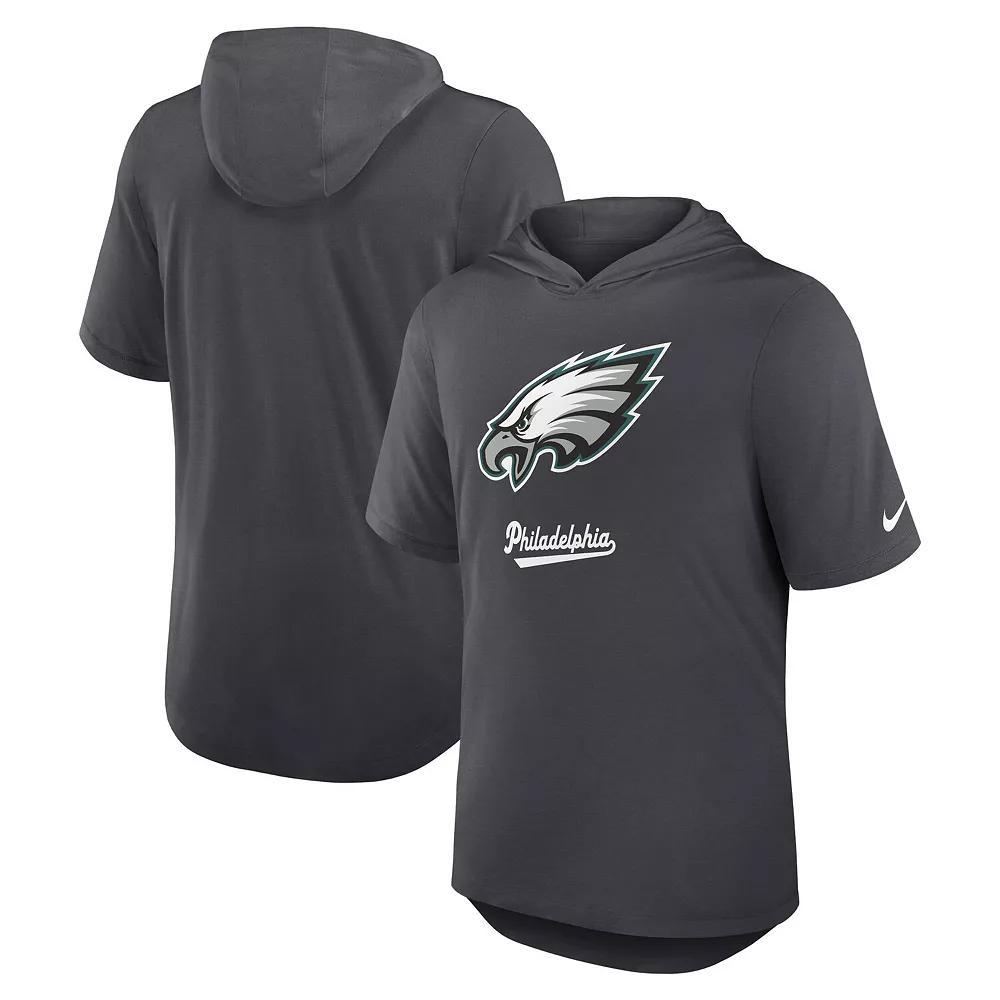 Men's Nike Anthracite Philadelphia Eagles Tri-Blend Performance Hoodie T-Shirt, Size: 2XL, Grey Product Image
