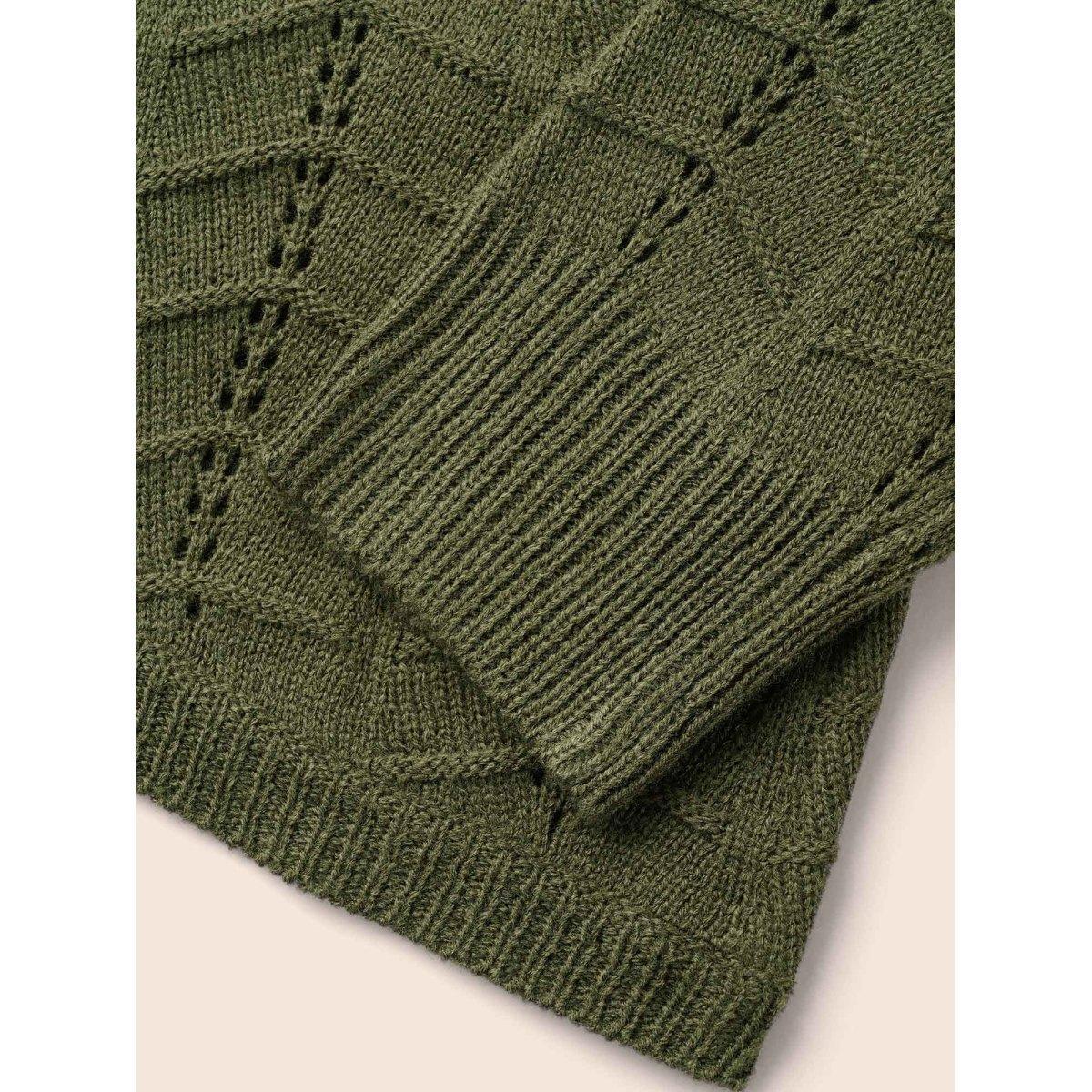 Plus Size Solid Textured Curved Hem Cardigan ArmyGreen Women Casual Loose Long Sleeve Everyday Cardigans BloomChic 12/L Product Image