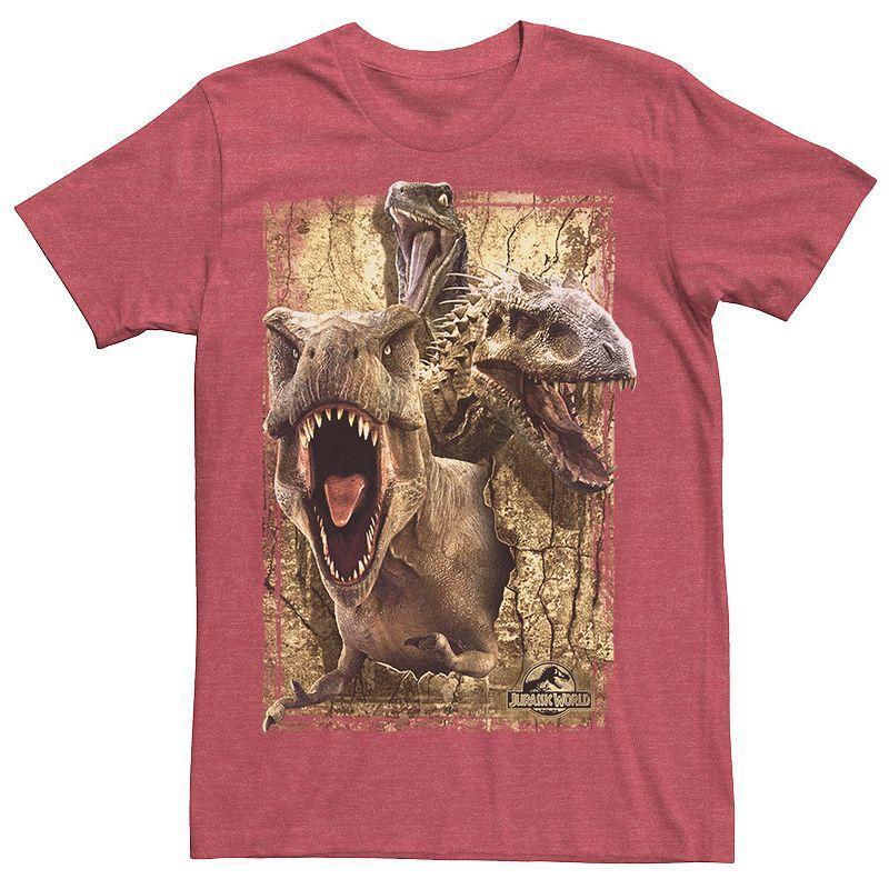 Men's Jurassic World Killer Dinosaur Collage Tee, Size: 3XL, Red Product Image