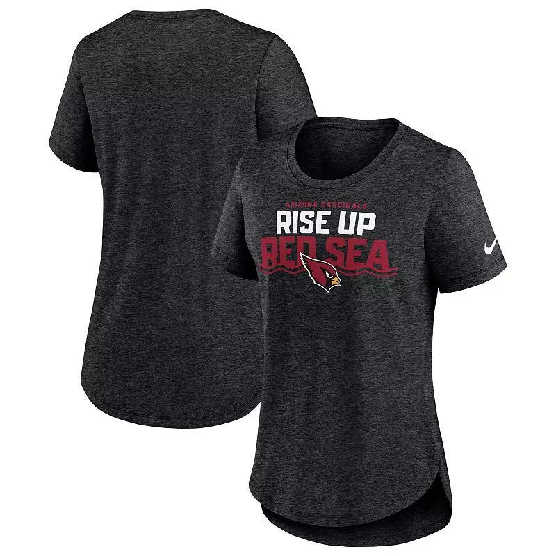 Women's Nike Heather Black Arizona Cardinals Local Fashion Tri-Blend T-Shirt, Size: Medium, Charco Product Image