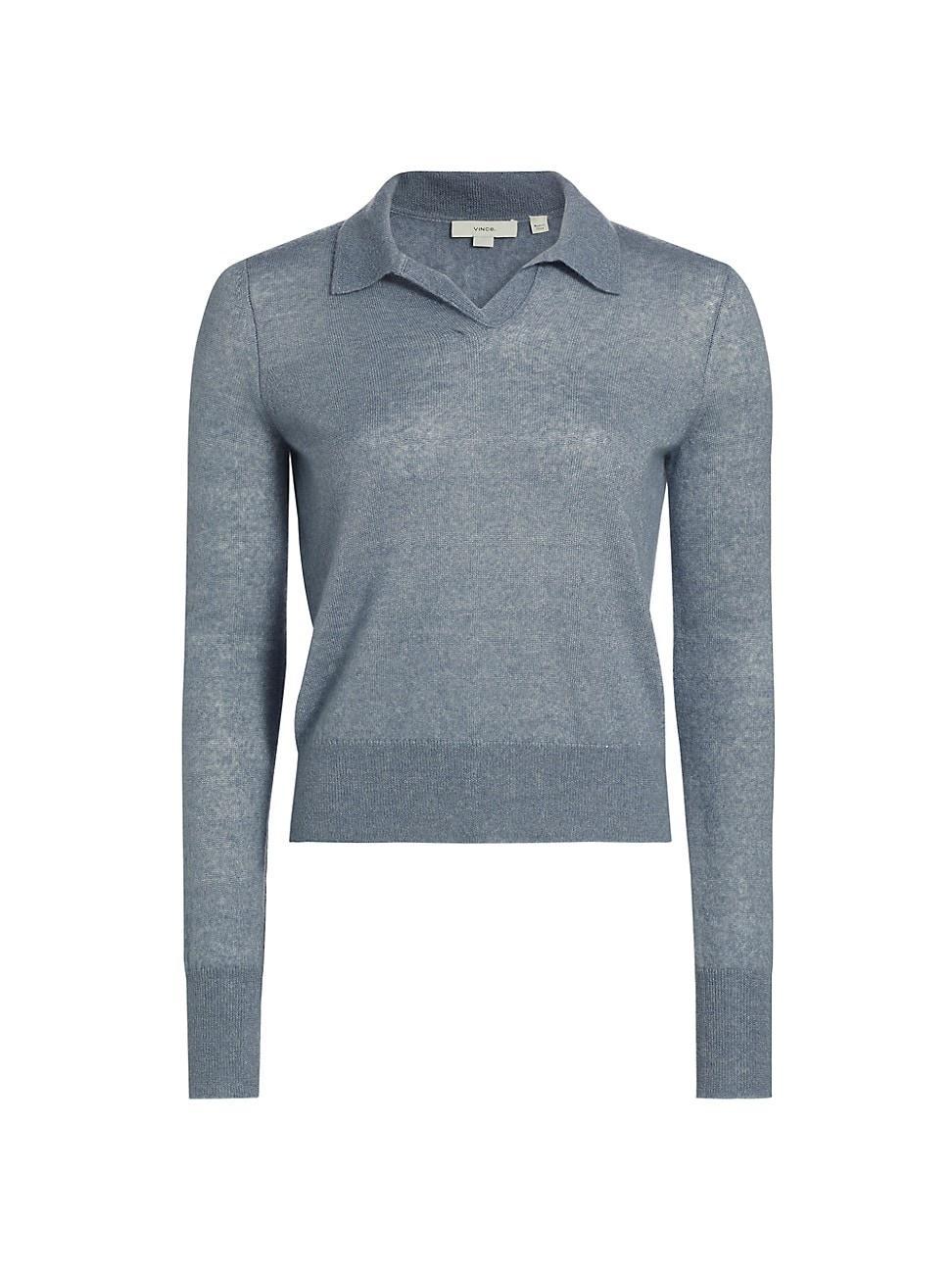 Womens Merino & Cashmere-Blend Long-Sleeve Polo Sweater Product Image