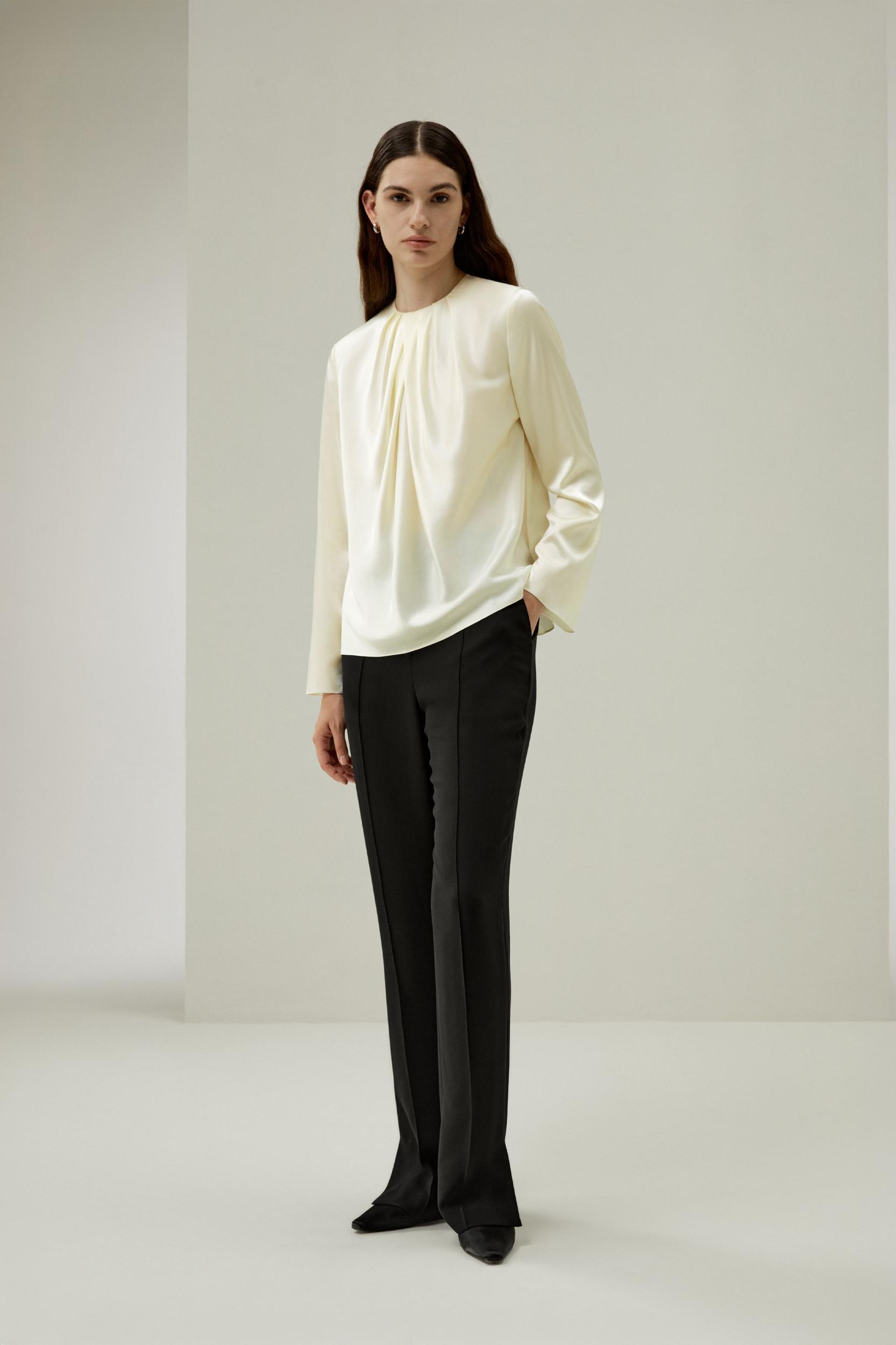 Silk Ruched-Neck Top Product Image