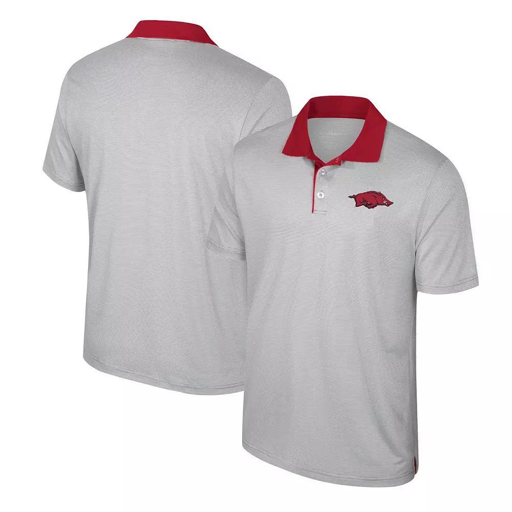 Men's Colosseum Gray Arkansas Razorbacks Tuck Striped Polo, Size: XL, Grey Product Image