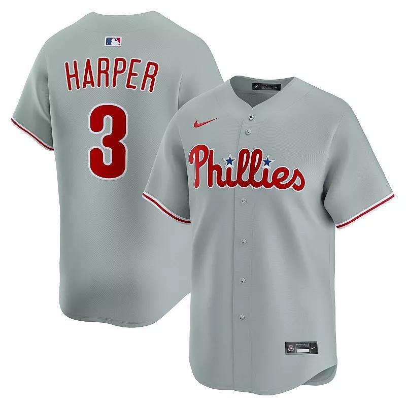 Men's Nike Bryce Harper Gray Philadelphia Phillies Alternate Limited Player Jersey, Size: Medium, Grey Product Image