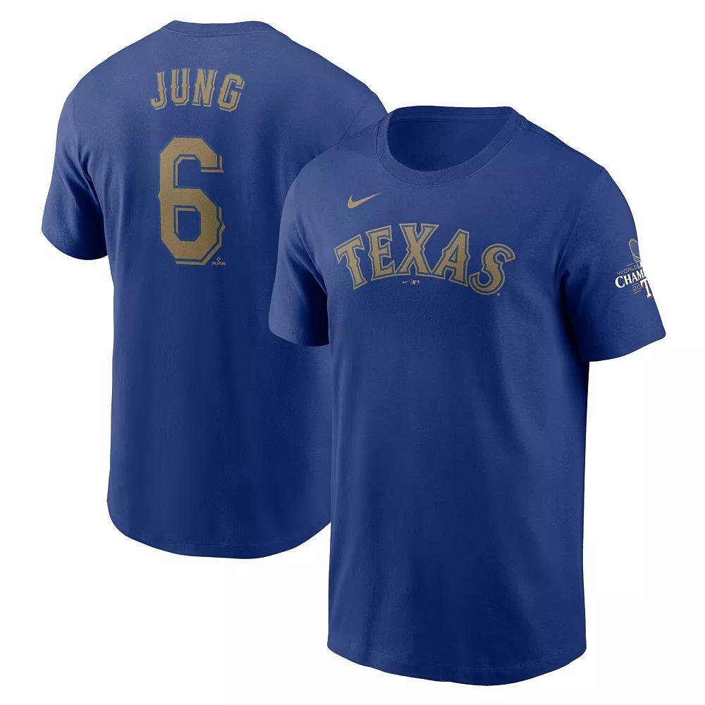 Men's Nike Jon Gray Royal Texas Rangers 2024 Gold Collection Name & Number T-Shirt, Size: Small, Blue Product Image