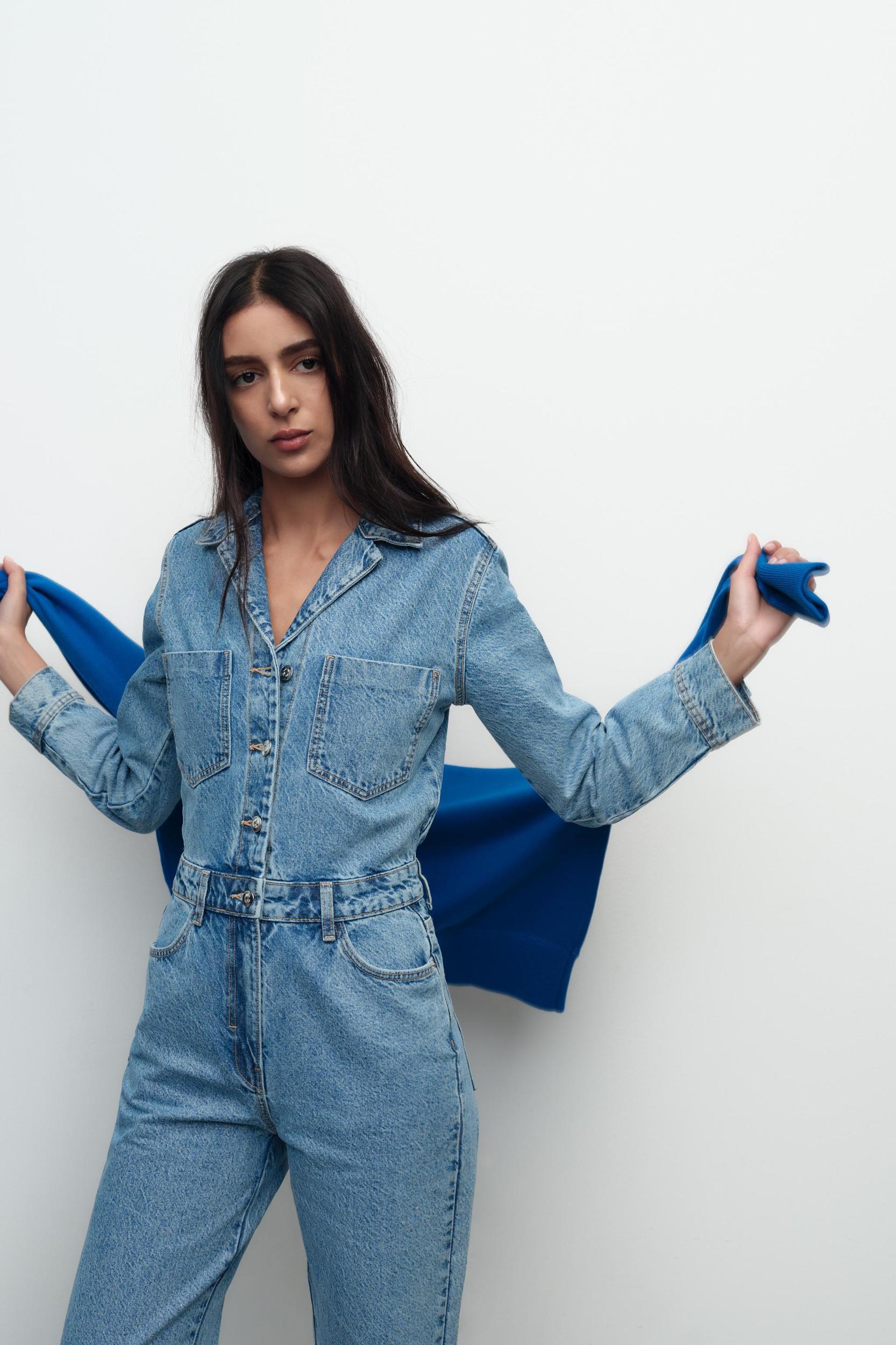 Z1975 LONG DENIM JUMPSUIT Product Image