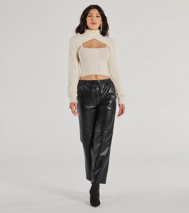 Cozy Casual Cable Knit Turtleneck Sweater Topper Product Image