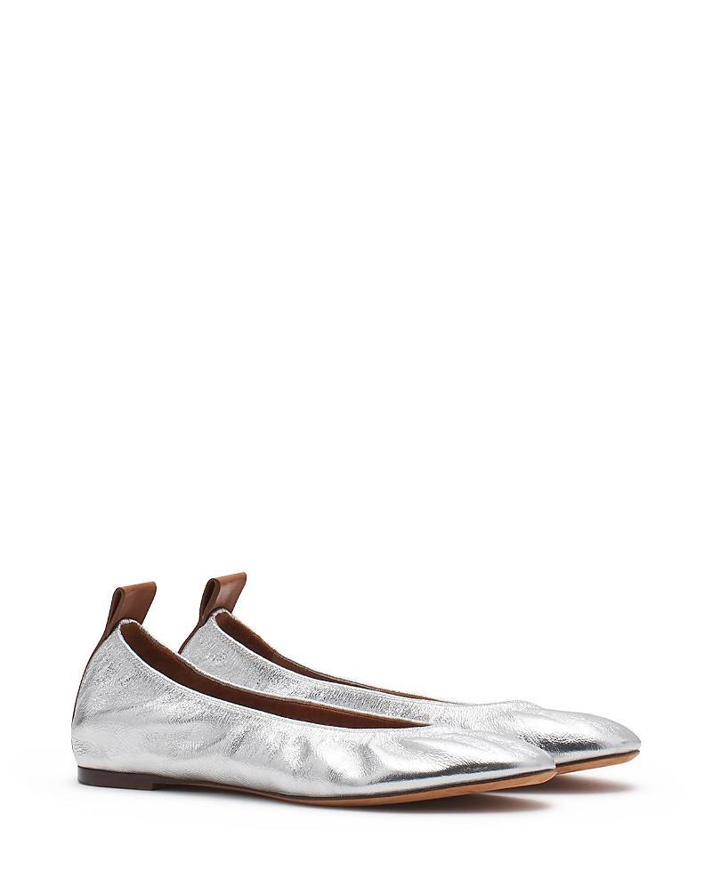 Lanvin Womens The Ballerina Flat In Metallic Leather Product Image