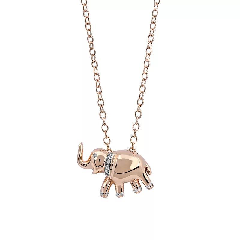 DeCouer Diamond Accent Elephant Balloon Animal Pendant Necklace, Women's, Size: 18", Rose Gold Tone Product Image