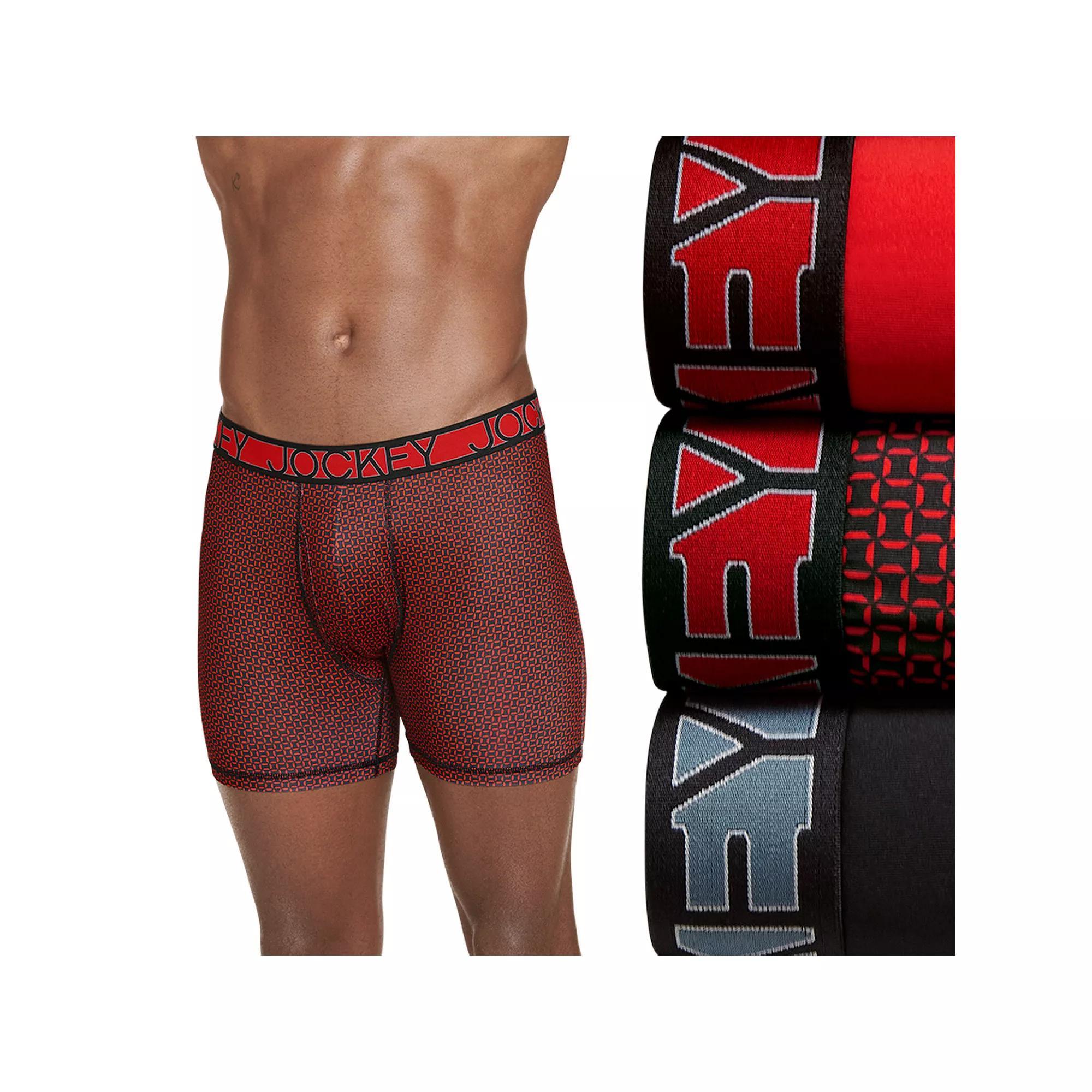 Men's Jockey 3-Pack Active Microfiber 9" Long Leg Boxer Briefs, Size: Medium, Black Product Image