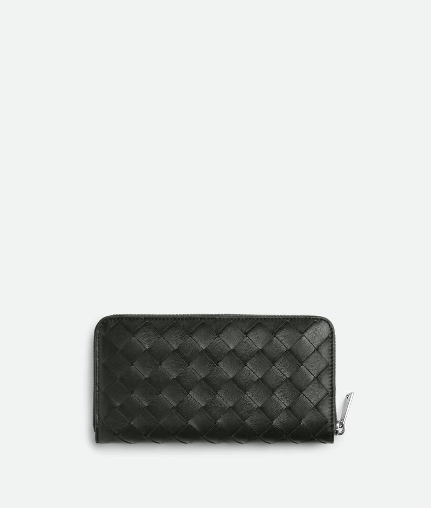 Men's Intrecciato Diagonal Zip Around Wallet in Dark green Product Image
