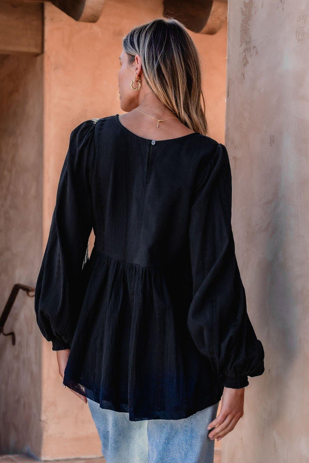 Flowy Black Ruffled Tunic - FINAL SALE Female Product Image