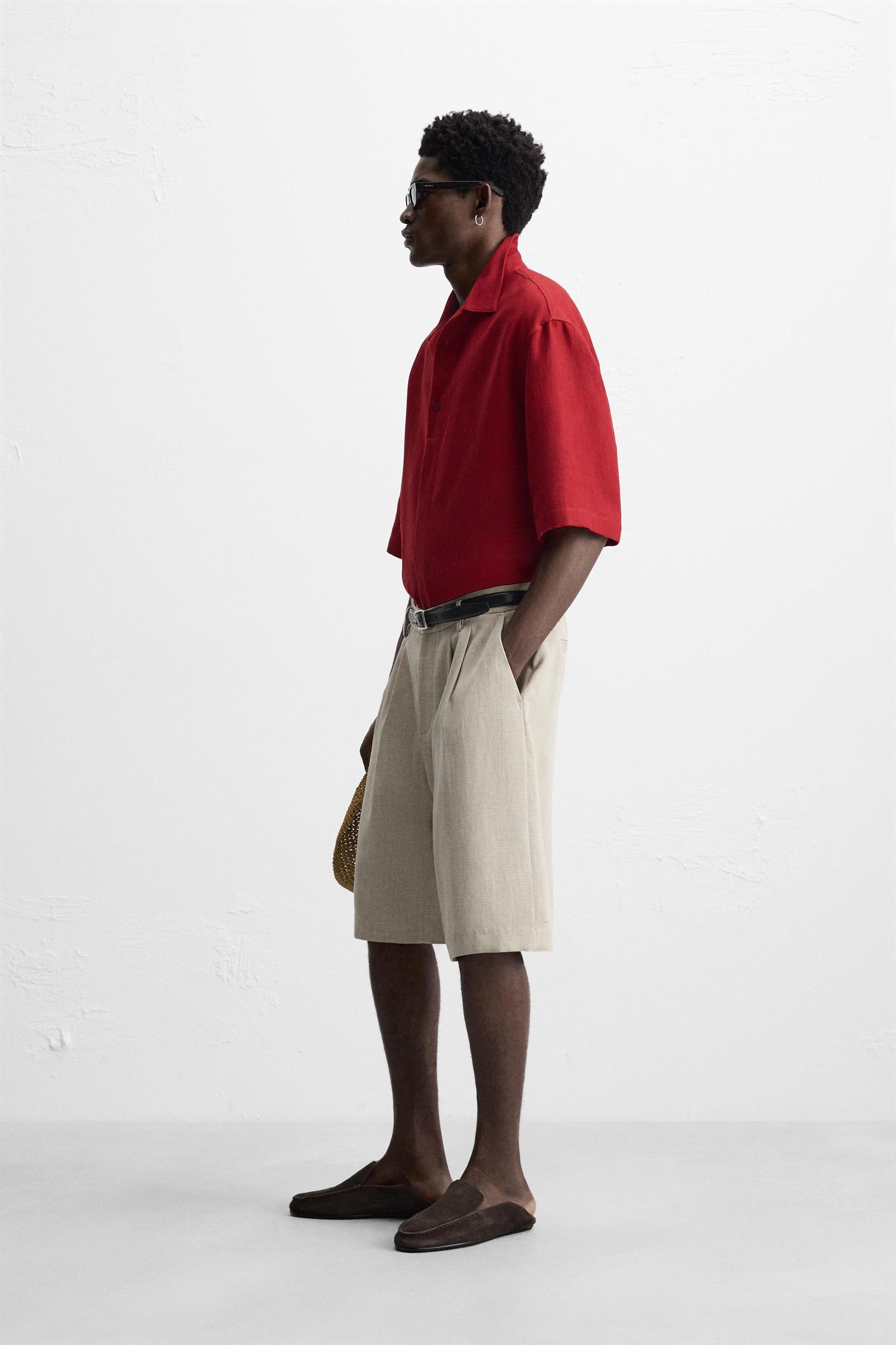 PLEATED WIDE FIT BERMUDA SHORTS Product Image