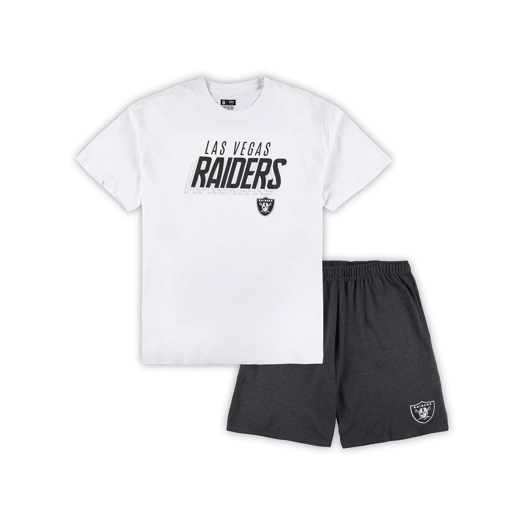 Men's Concepts Sport White/Charcoal Las Vegas Raiders Big & Tall T-Shirt and Shorts Set, Size: 4XB, Lvr White Product Image