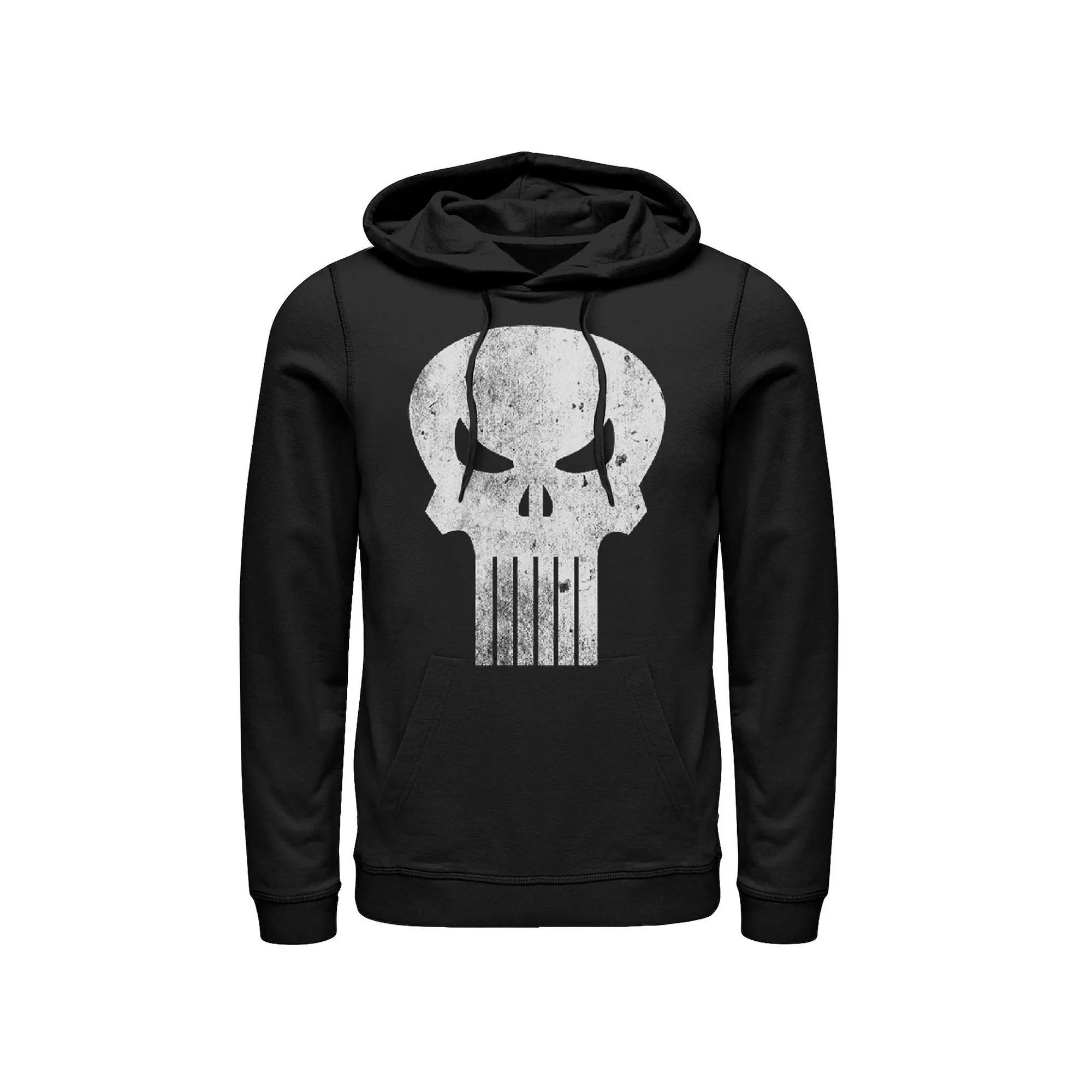Men's Marvel The Punisher Classic Retro Skull Logo Graphic Hoodie, Size: Large, Black Product Image