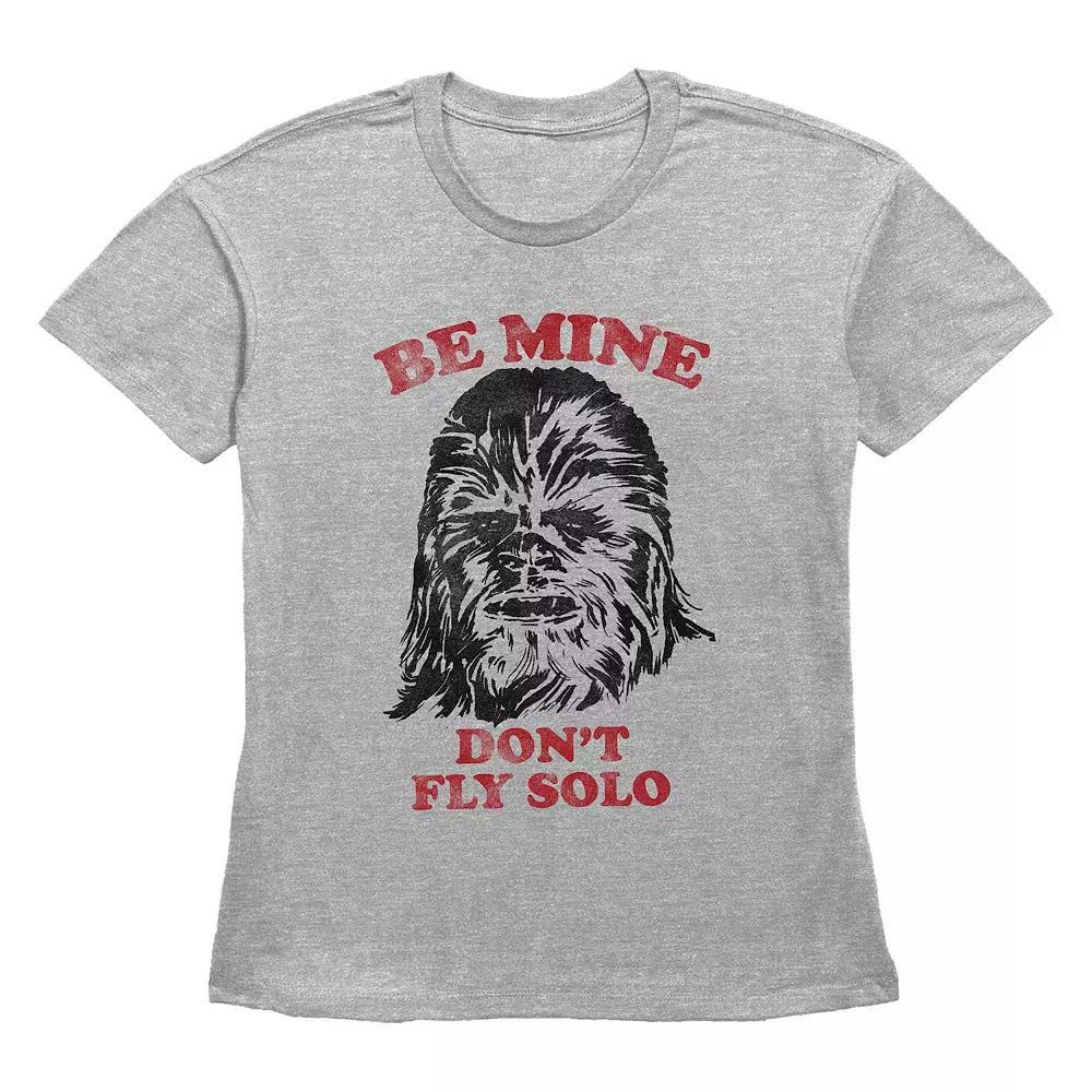 Women's Star Wars Chewbacca Be Mine Don't Fly Solo Graphic Tee, Size: Large, Grey Gray Product Image