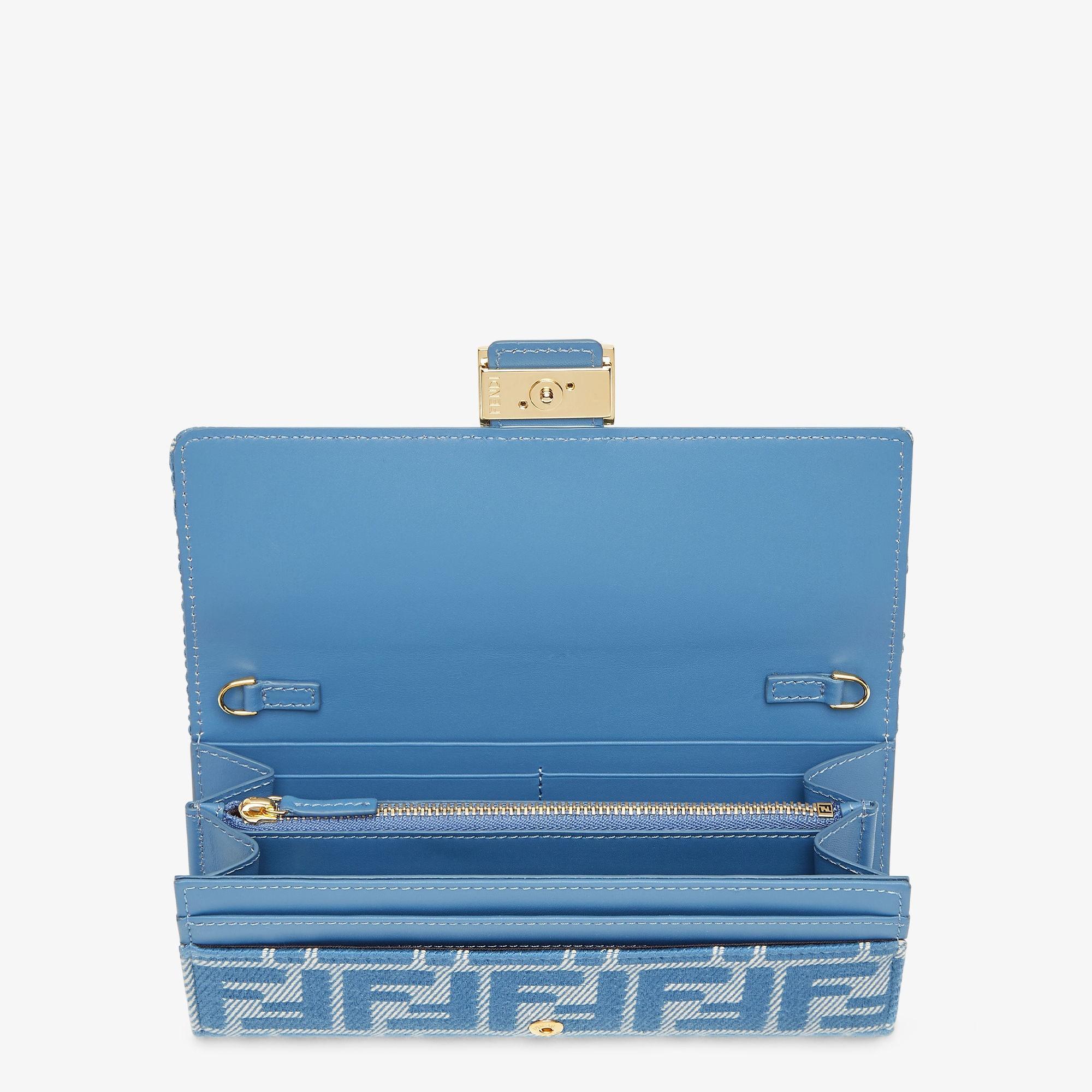 Baguette Continental Wallet With ChainBlue denim-effect FF jacquard wallet Product Image