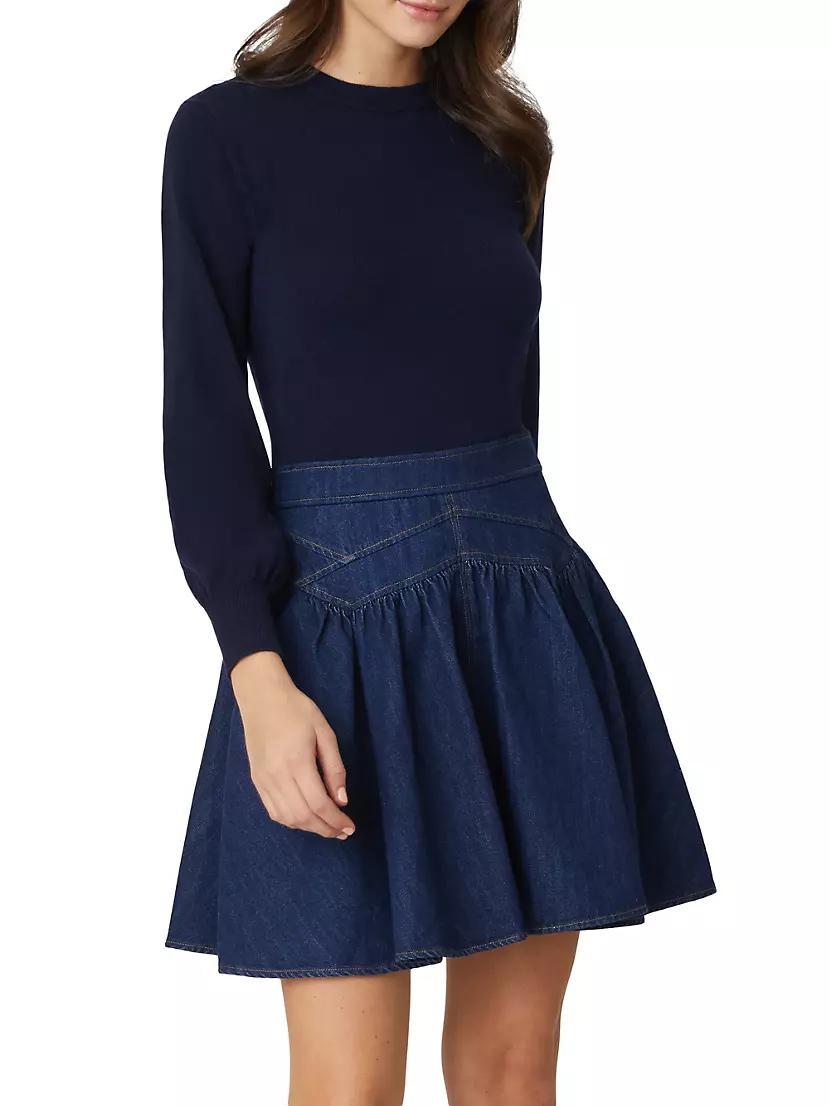 Matilda Wool Denim Combo Minidress Product Image