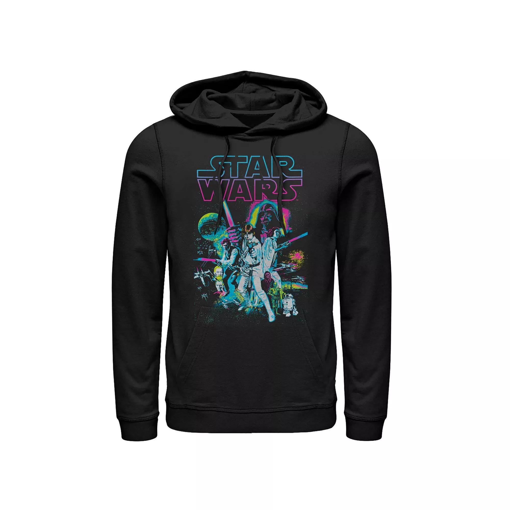 Men's Star Wars A New Hope Neon Poster Hoodie, Size: Large, Black Product Image
