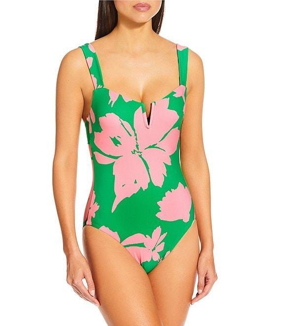 Antonio Melani Madarin Blooms V-Neck One Piece Swimsuit Product Image