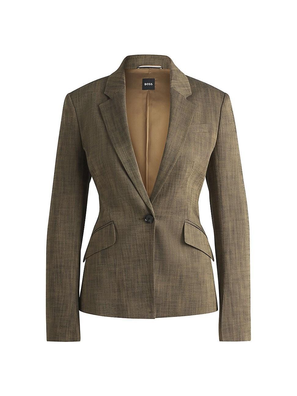 Womens Slim-Fit Blazer In Melange Sharkskin Fabric Product Image