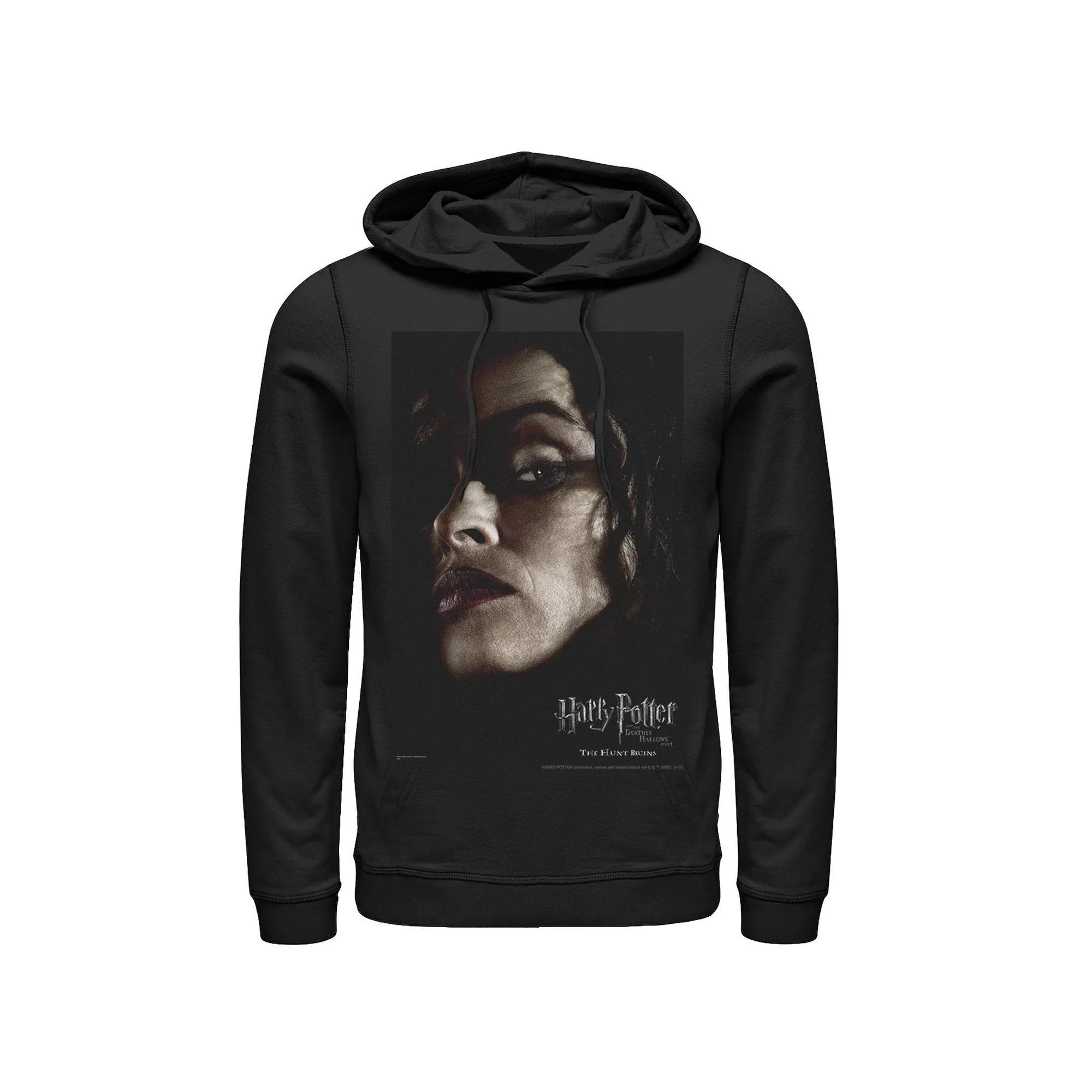 Men's Harry Potter Deathly Hallows Bellatrix Character Poster Graphic Pullover Hoodie, Size: XXL, Black Product Image