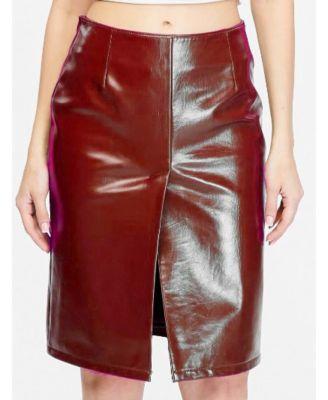 Furniq Uk Womens Leather Fashion Skirt Burgundy Product Image