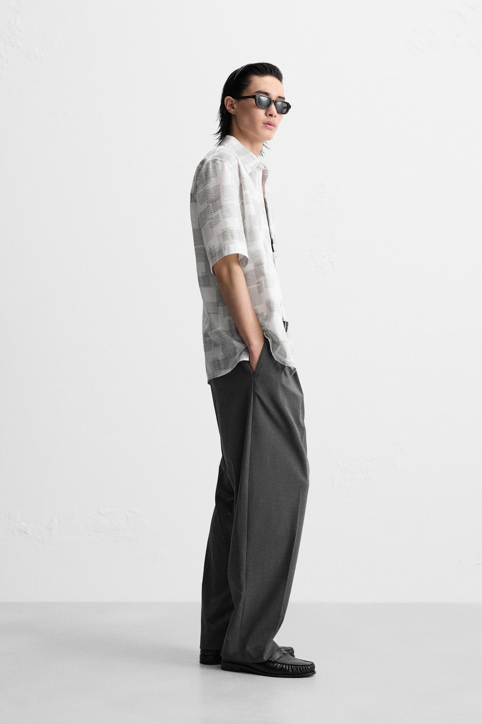 SEERSUCKER ABSTRACT PRINT SHIRT Product Image