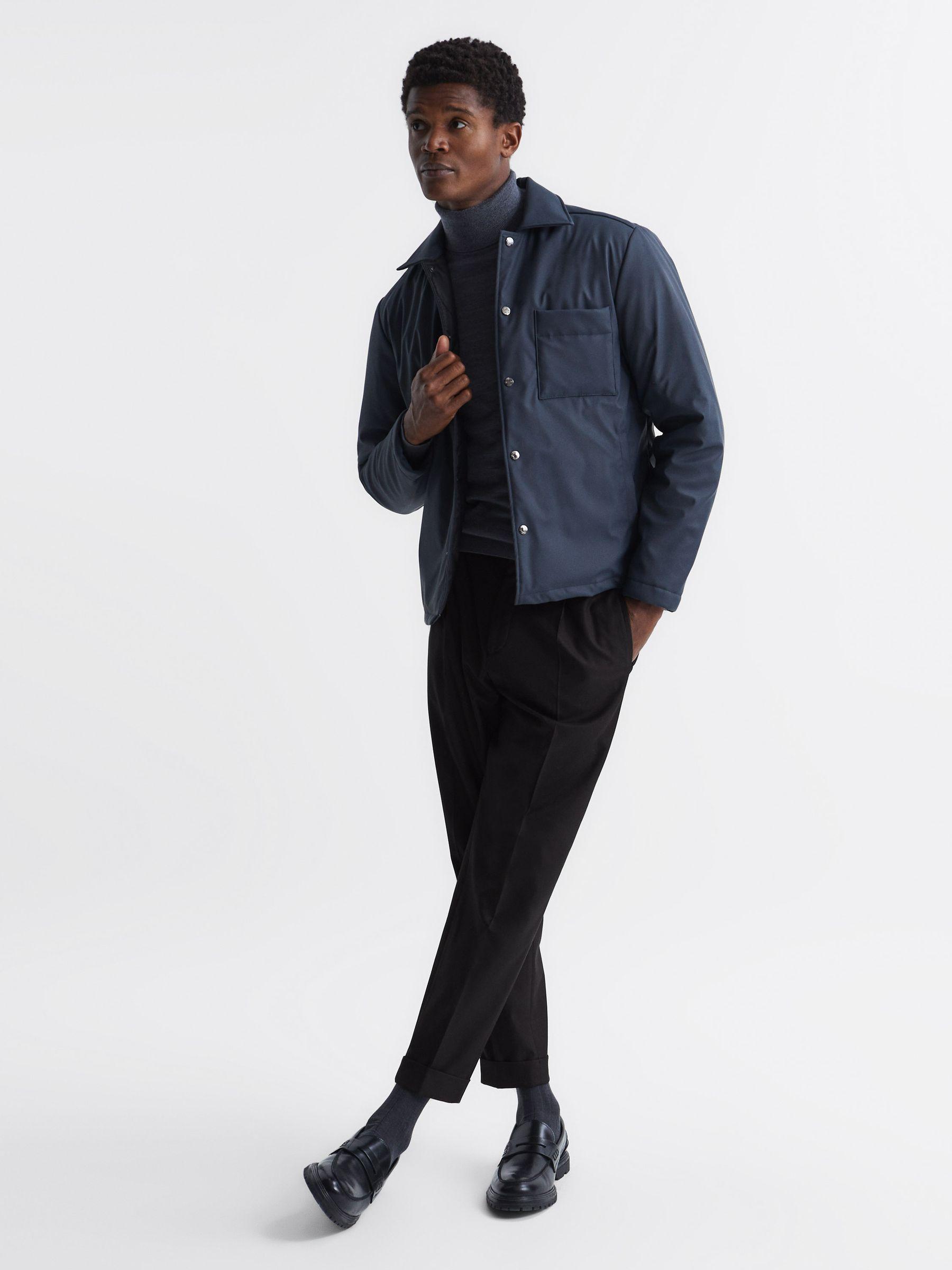 Relaxed Drawstring Trousers with Turn-Ups in Black Product Image