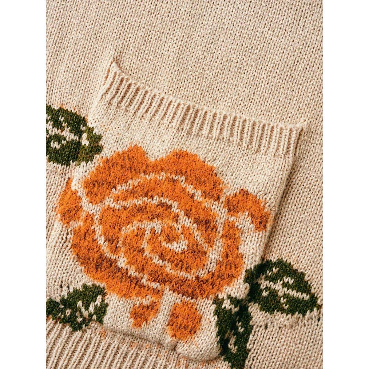 Plus Size Floral Texture Patch Pocket Cardigan LightBrown Women Casual Loose Long Sleeve Everyday Cardigans BloomChic 14-16/1X Product Image