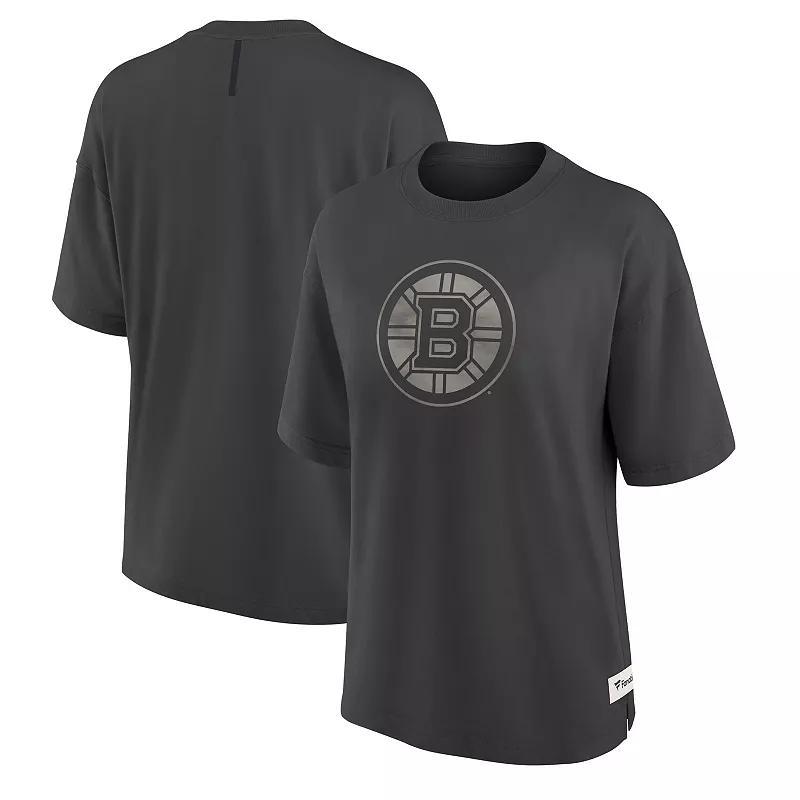 Women's Fanatics Charcoal Boston Bruins Oversized Elements Raw Edge Future Ground T-Shirt, Size: XS Product Image
