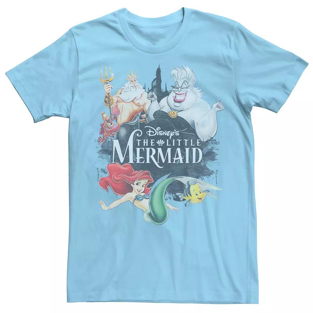 Disney's The Little Mermaid Men's Vintage Collage Tee, Size: Small, Light Blue Product Image