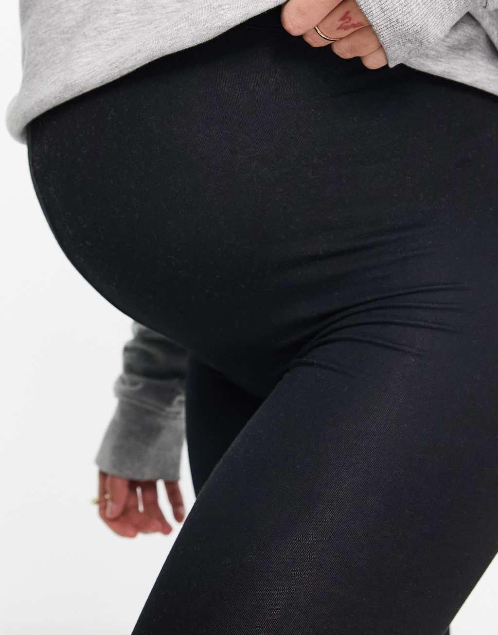 ASOS DESIGN Maternity over the bump leggings in black Product Image