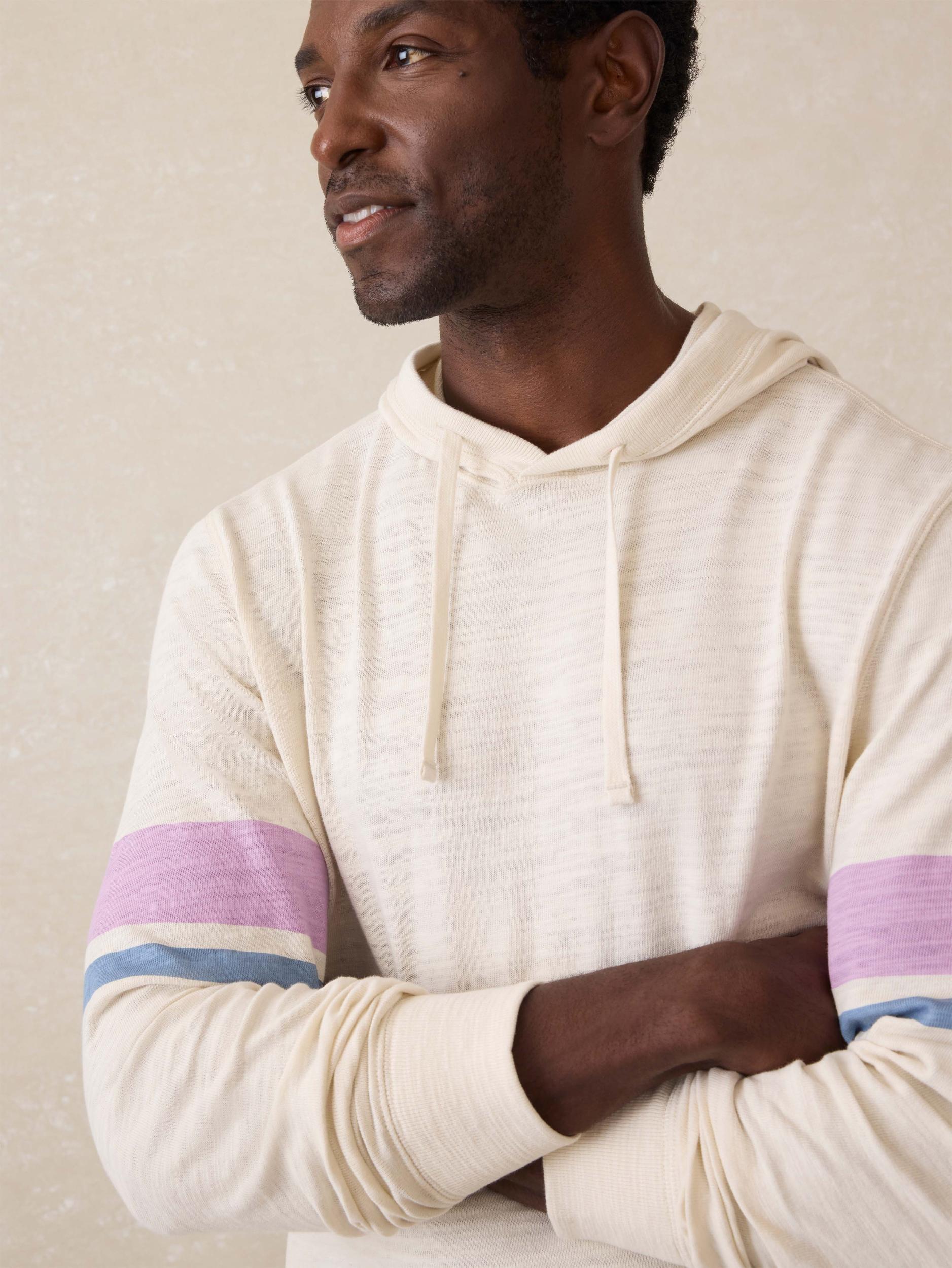 Sunwashed Slub Hoodie - Cream Dume Stripe Male Product Image