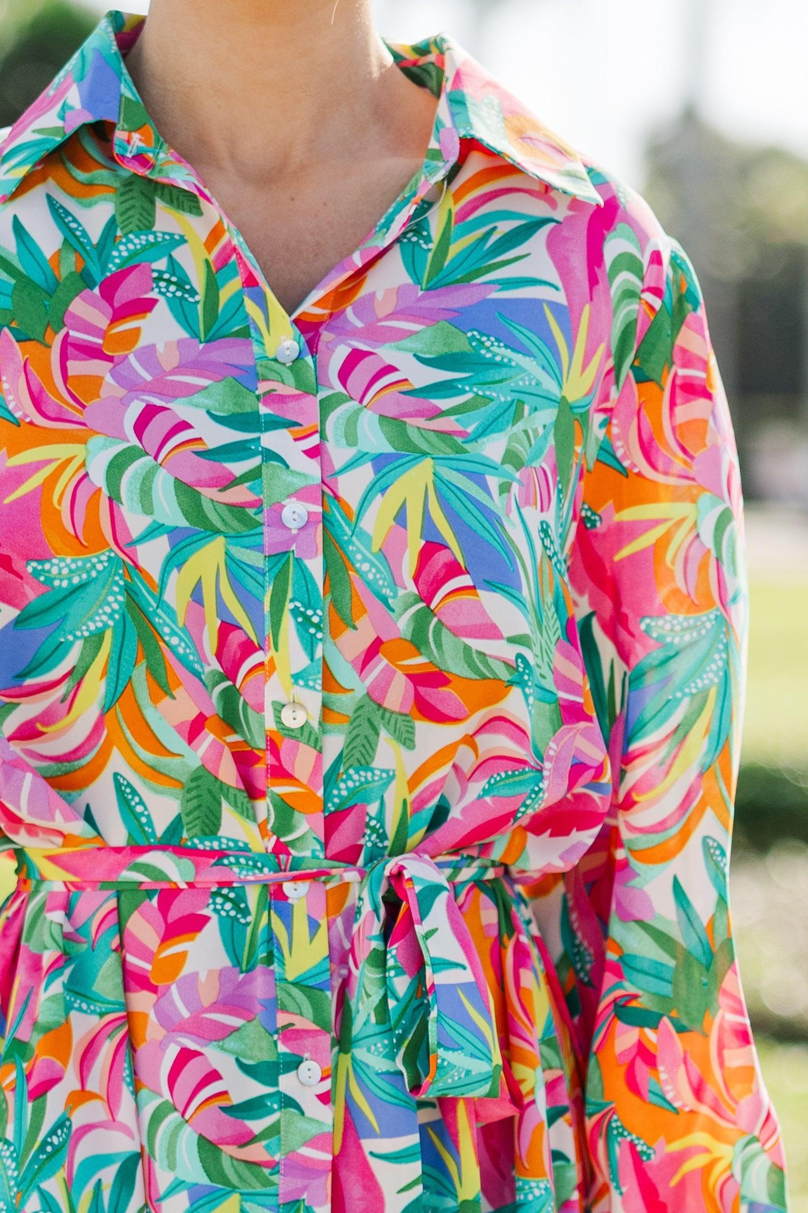 Show Your True Self Green Tropical Maxi Dress Female Product Image