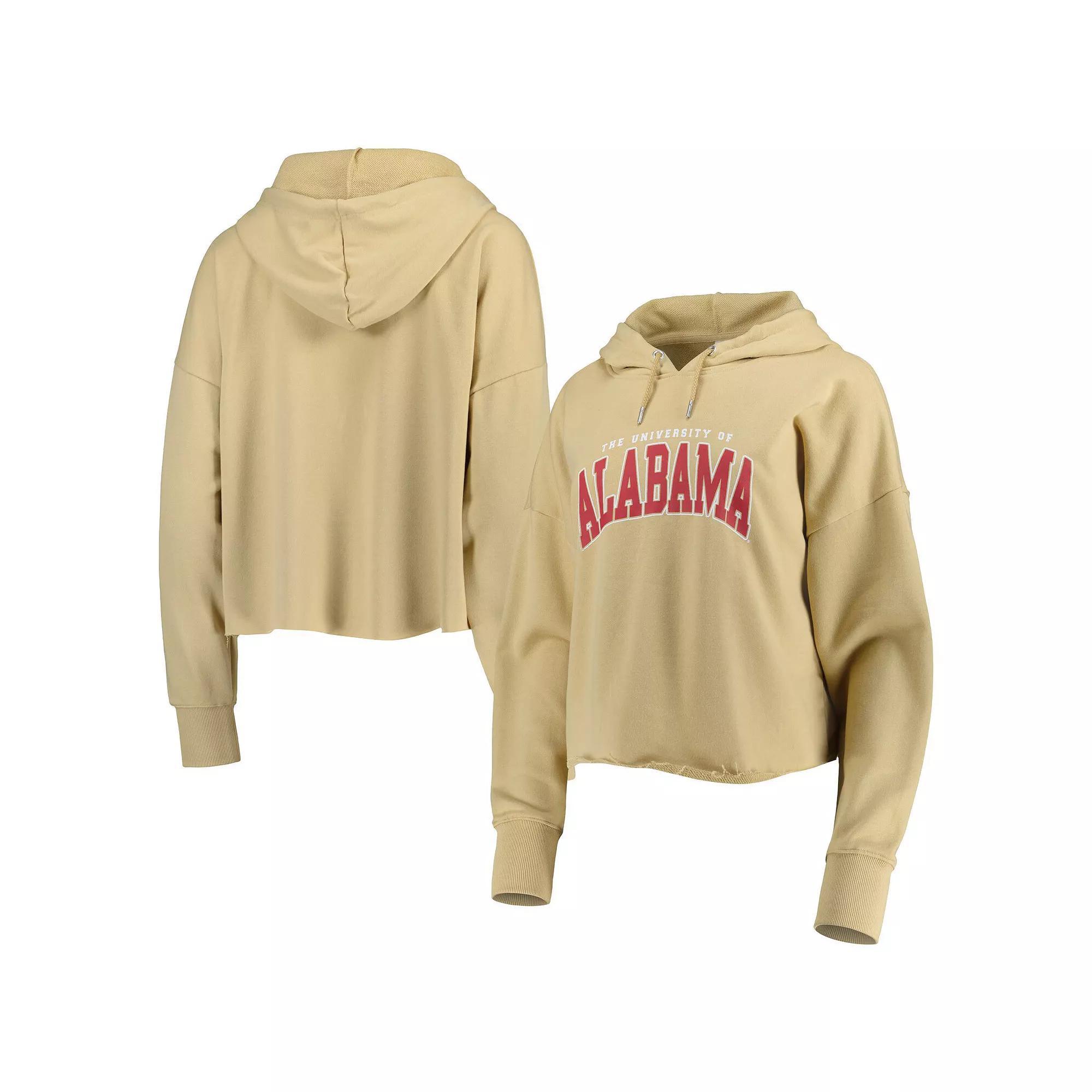 Women's ZooZatz Tan Alabama Crimson Tide Core University Cropped French Terry Pullover Hoodie, Size: XS, Team Product Image