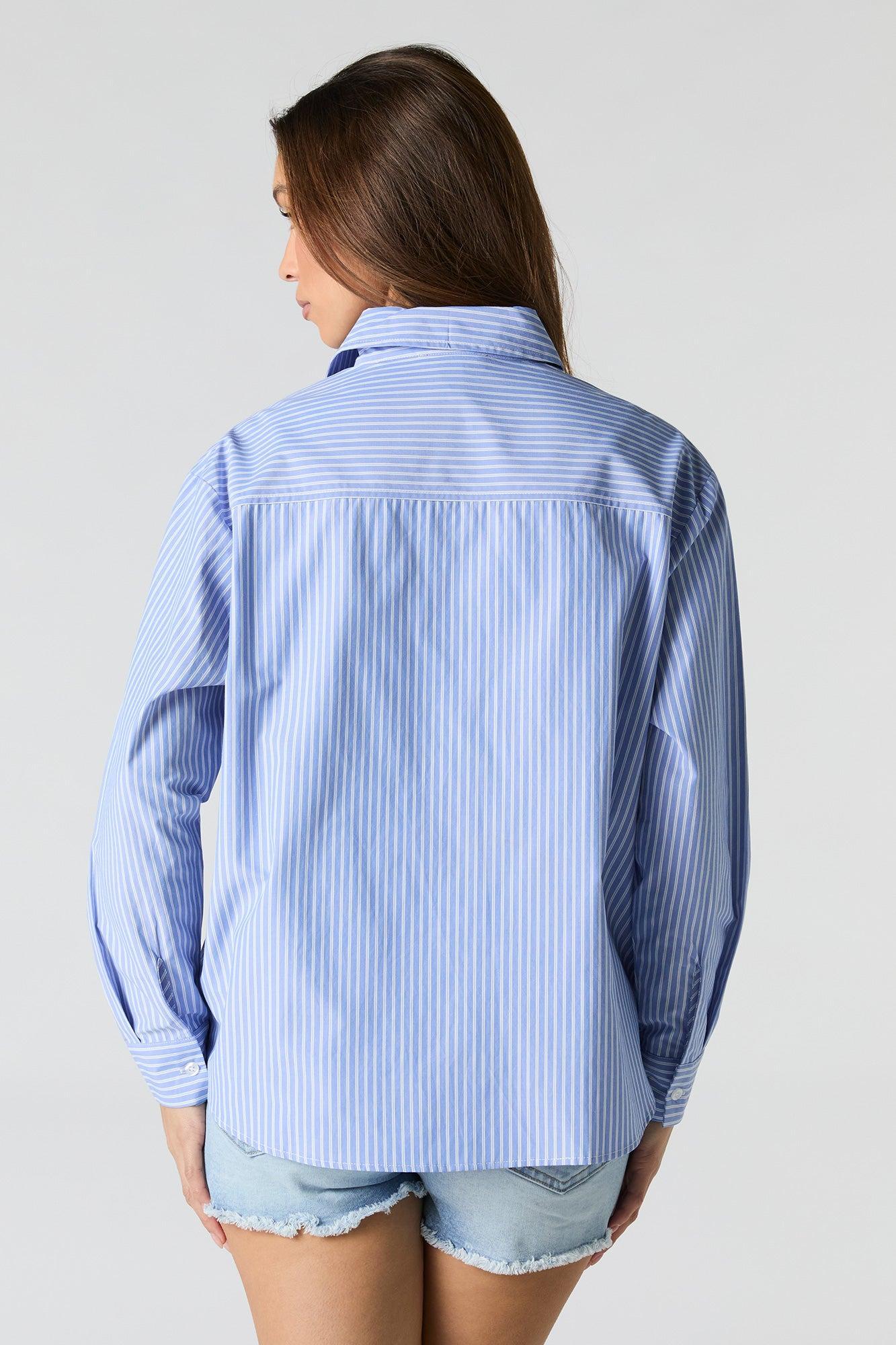 Striped Oversized Button-Up Top Female Product Image