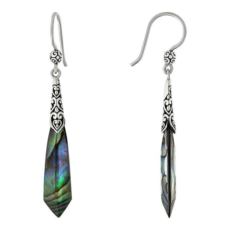 Main and Sterling Oxidized Sterling Silver Abalone Swirl Drop Earrings, Women's, Silver Tone Product Image